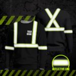 Hi Vis Reflective Black Custom Name Long Sleeve Safety Workwear