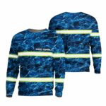 Hi Vis Reflective Blue Custom Name Long Sleeve Safety Workwear For Fisherman, Fishing Lovers