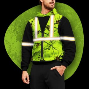 Hi Vis Reflective Camo Green Orange Line Custom Name Hoodie Safety Workwear