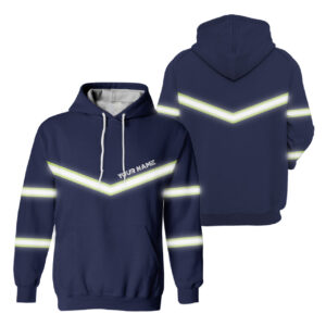 Hi Vis Reflective Dark Blue Custom Name Hoodie Safety Workwear