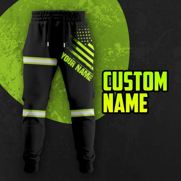 Hi Vis Reflective Flag Green Custom Name Sweatpants Safety Workwear