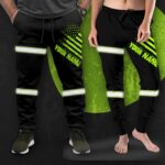 Hi Vis Reflective Flag Green Custom Name Sweatpants Safety Workwear