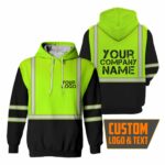 Hi Vis Reflective Green Custom Name Hoodie Safety Workwear