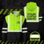 Hi Vis Reflective Green Custom Name Hoodie Safety Workwear