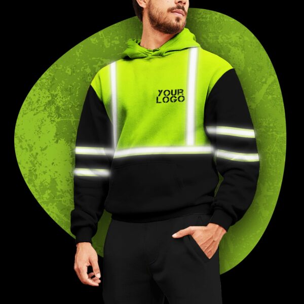 Hi Vis Reflective Green Custom Name Hoodie Safety Workwear