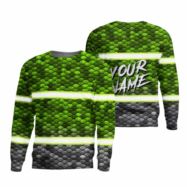 Hi Vis Reflective Green Fish Custom Name Long Sleeve Safety Workwear For Fisherman, Fishing Lovers