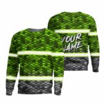 Hi Vis Reflective Green Fish Custom Name Long Sleeve Safety Workwear For Fisherman, Fishing Lovers
