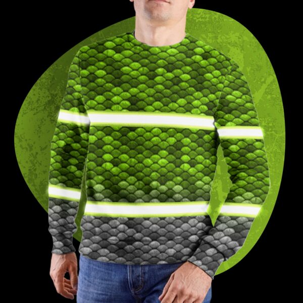 Hi Vis Reflective Green Fish Custom Name Long Sleeve Safety Workwear For Fisherman, Fishing Lovers
