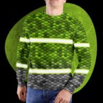 Hi Vis Reflective Green Fish Custom Name Long Sleeve Safety Workwear For Fisherman, Fishing Lovers