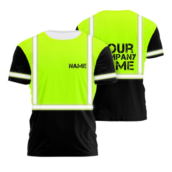 Hi Vis Reflective Orange Green Custom Name T-shirt Safety Workwear
