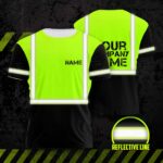 Hi Vis Reflective Orange Green Custom Name T-shirt Safety Workwear