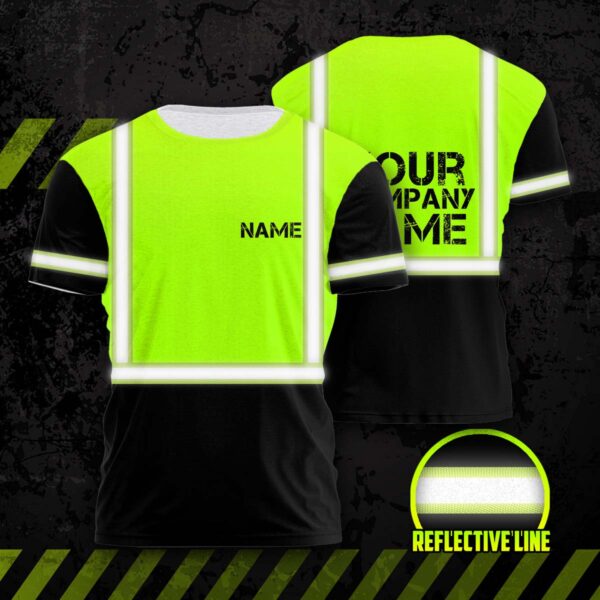 Hi Vis Reflective Orange Green Custom Name T-shirt Safety Workwear