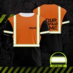 Hi Vis Reflective Orange Green Custom Name T-shirt Safety Workwear