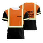 Hi Vis Reflective Orange Green Custom Name T-shirt Safety Workwear
