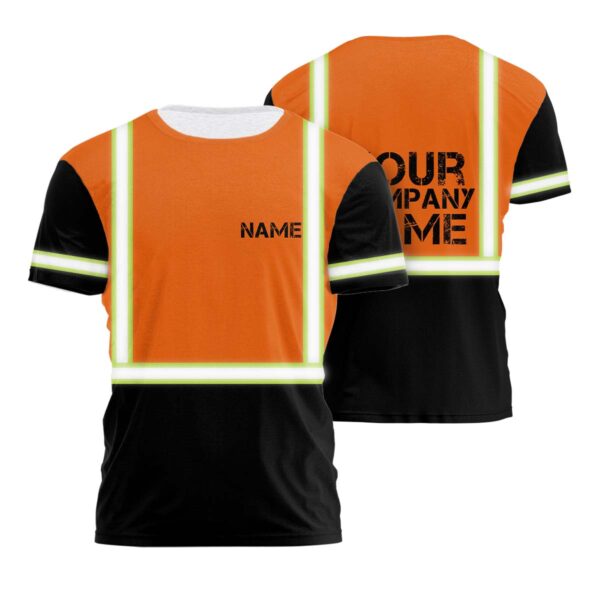 Hi Vis Reflective Orange Green Custom Name T-shirt Safety Workwear