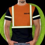 Hi Vis Reflective Orange Green Custom Name T-shirt Safety Workwear