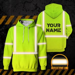 Hi Vis Reflective Orange Tape Custom Name Hoodie Safety Workwear
