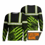 Hi Vis Reflective US Flag Custom Name Long Sleeve Safety Workwear