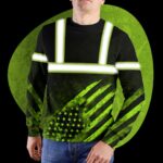 Hi Vis Reflective US Flag Custom Name Long Sleeve Safety Workwear