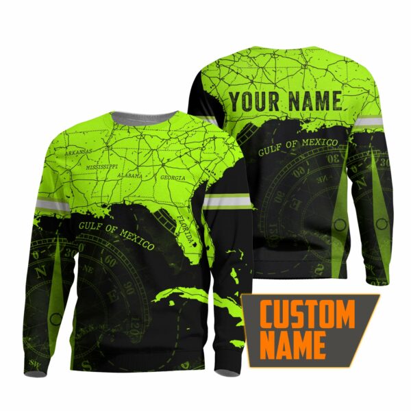 Hi Vis Reflective US Map Custom Name Long Sleeve Safety Workwear
