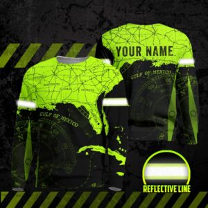 Hi Vis Reflective US Map Custom Name Long Sleeve Safety Workwear