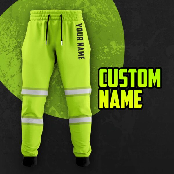 Hi Vis Sweatpants Reflective Green Custom Name Safety Workwear