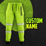 Hi Vis Sweatpants Reflective Green Custom Name Safety Workwear