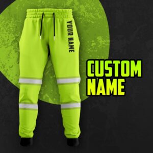 Hi Vis Sweatpants Reflective Green Custom Name Safety Workwear