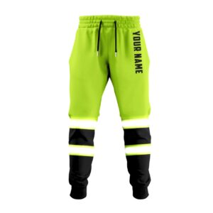 Hi Vis Sweatpants Reflective Green Custom Name Safety Workwear