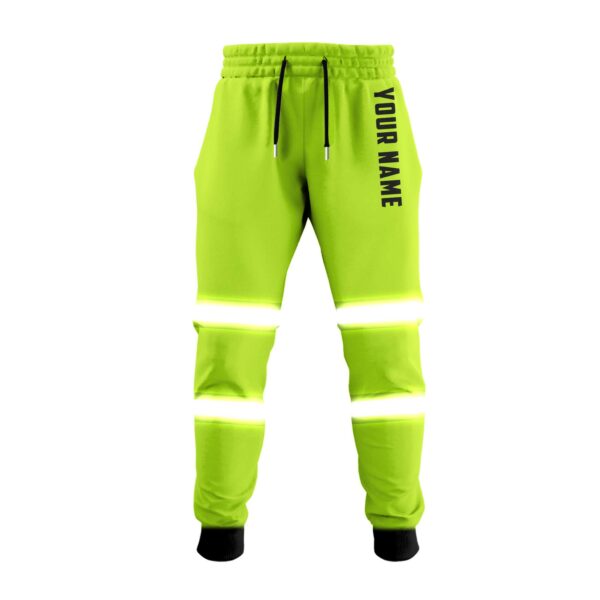 Trendy Neon Green Cargo Pants with Reflective Stripes