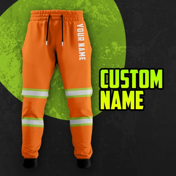 Hi Vis Sweatpants Reflective Orange Custom Name Safety Workwear
