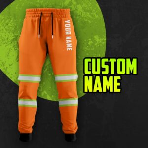Hi Vis Sweatpants Reflective Orange Custom Name Safety Workwear