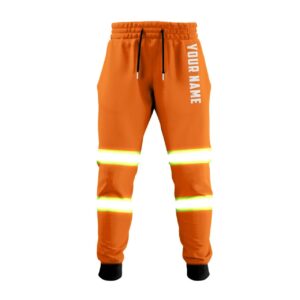 Hi Vis Sweatpants Reflective Orange Custom Name Safety Workwear