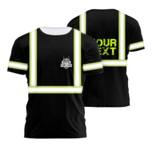 Hi Vis Shirts Reflective Black Custom Name And Logo Safety Workwear