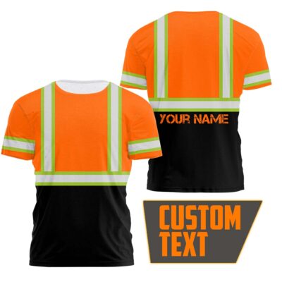 Hi Vis Shirts Reflective Orange Custom Name Safety Workwear Tee