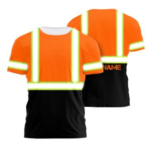 Hi Vis Shirts Reflective Orange Custom Name Safety Workwear Tee