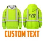 Hi Vis Reflective Green Black Orange Colors Custom Name Kids Hoodie Safety Workwear