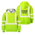Hi Vis Reflective Green Black Orange Colors Custom Name Kids Hoodie Safety Workwear