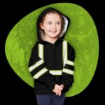 Hi Vis Reflective Green Black Orange Colors Custom Name Kids Hoodie Safety Workwear