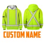 Hi Vis Reflective Kid's Basic Cross Custom Name Kids Hoodie Safety Workwear