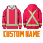 Hi Vis Reflective Kid's Basic Cross Custom Name Kids Hoodie Safety Workwear