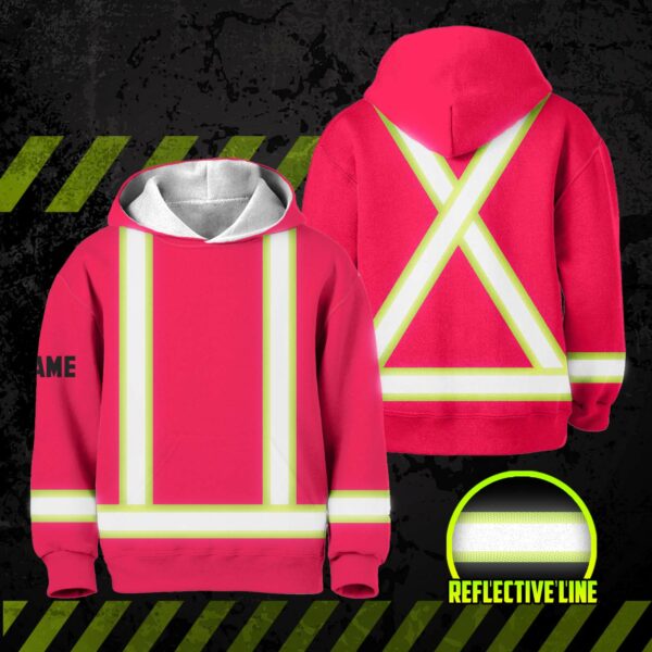 Hi Vis Reflective Kid's Basic Cross Custom Name Kids Hoodie Safety Workwear