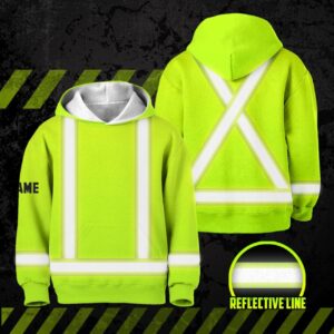 Hi Vis Reflective Kid's Basic Cross Custom Name Kids Hoodie Safety Workwear