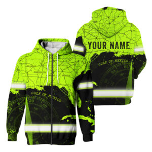 High Visibility Reflective American Map Custom Name Zip Hoodie Safety Workwear