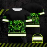 Hi Vis Shirt Reflective Best Skull Custom Name Safety Workwear For Workers, Patriotic, Veteran, Military