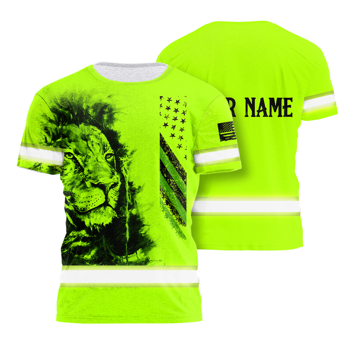 Hi Vis Shirt Reflective Black Lion Custom Name Safety Workwear