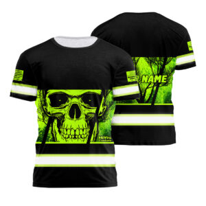 Hi Vis Shirt Reflective Neon Skull Custom Name Safety Workwear