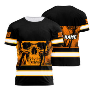 Hi Vis Shirt Reflective Orange Skull Custom Name Safety Workwear