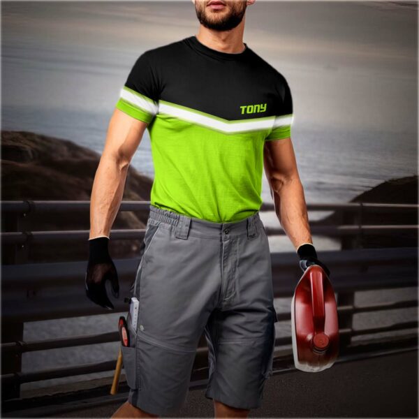 Hi Vis Shirt Uniform Reflective Black Green Custom Name And Logo Safety Workwear For Company, Group, Team