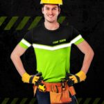 Hi Vis Shirt Uniform Reflective Black Green Custom Name And Logo Safety Workwear For Company, Group, Team